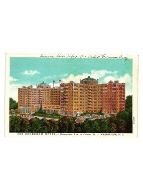 Shoreham Hotel Postcard Washington DC Early 20th Century vintage Connecticut Art